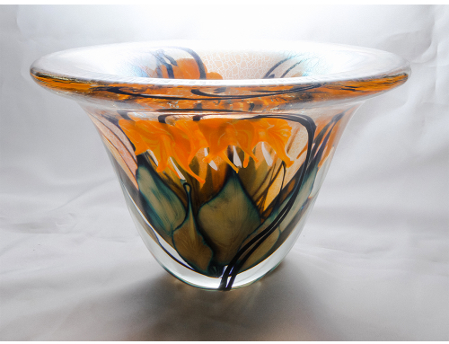 Sunset Vase w Mango Bleeding Hearts
